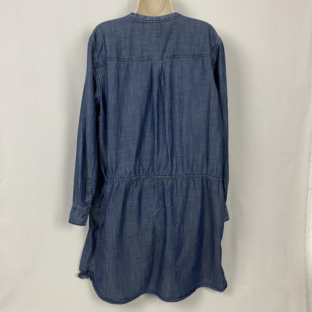 Gap Shirt Dress Womens XL Blue Chambray Tencel Cinched Waist Pockets Long Sleeve - Picture 7 of 16